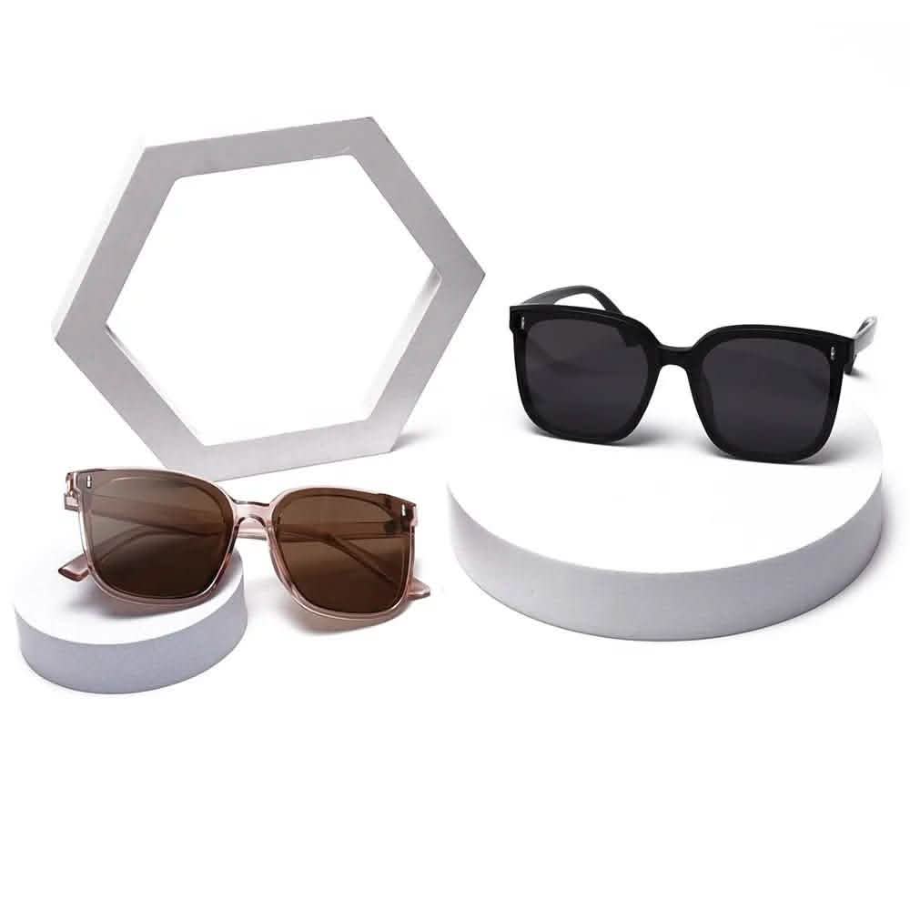 Women's Rectangular Sunglasses | Korean-Inspired Polarized | Retro Large Frame Square | TR90 Trendy Glasses for Big Faces