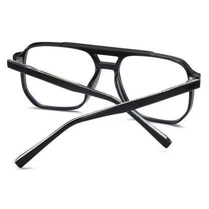 Oversized Glasses | Women's UV Protection | New Square Double Beam Large Frame | Anti-Blue Light Flat Glasses